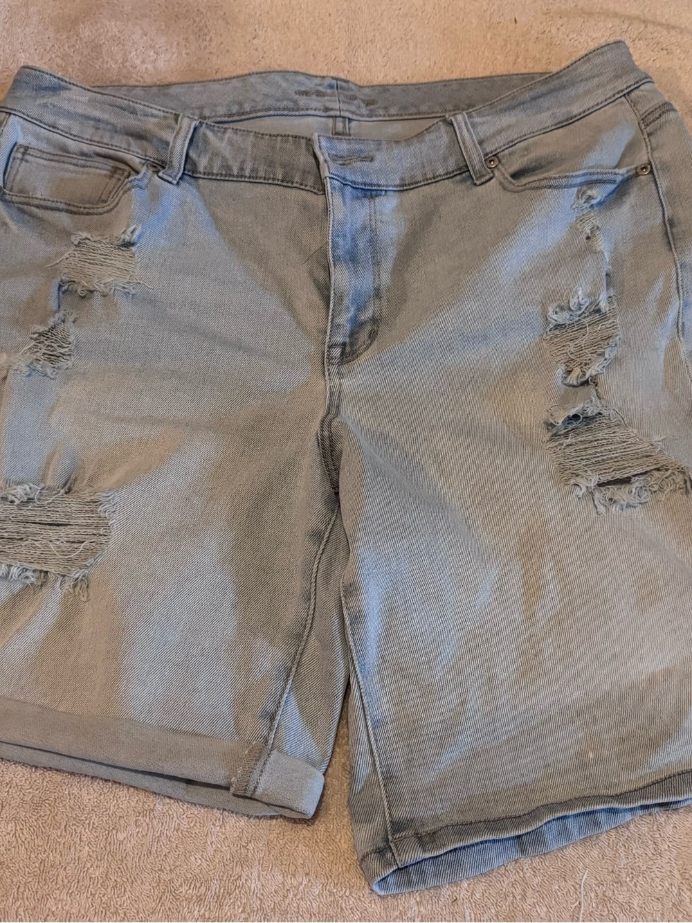 Maurices Distressed Light Blue Denim Women’s Shorts- Size 18w